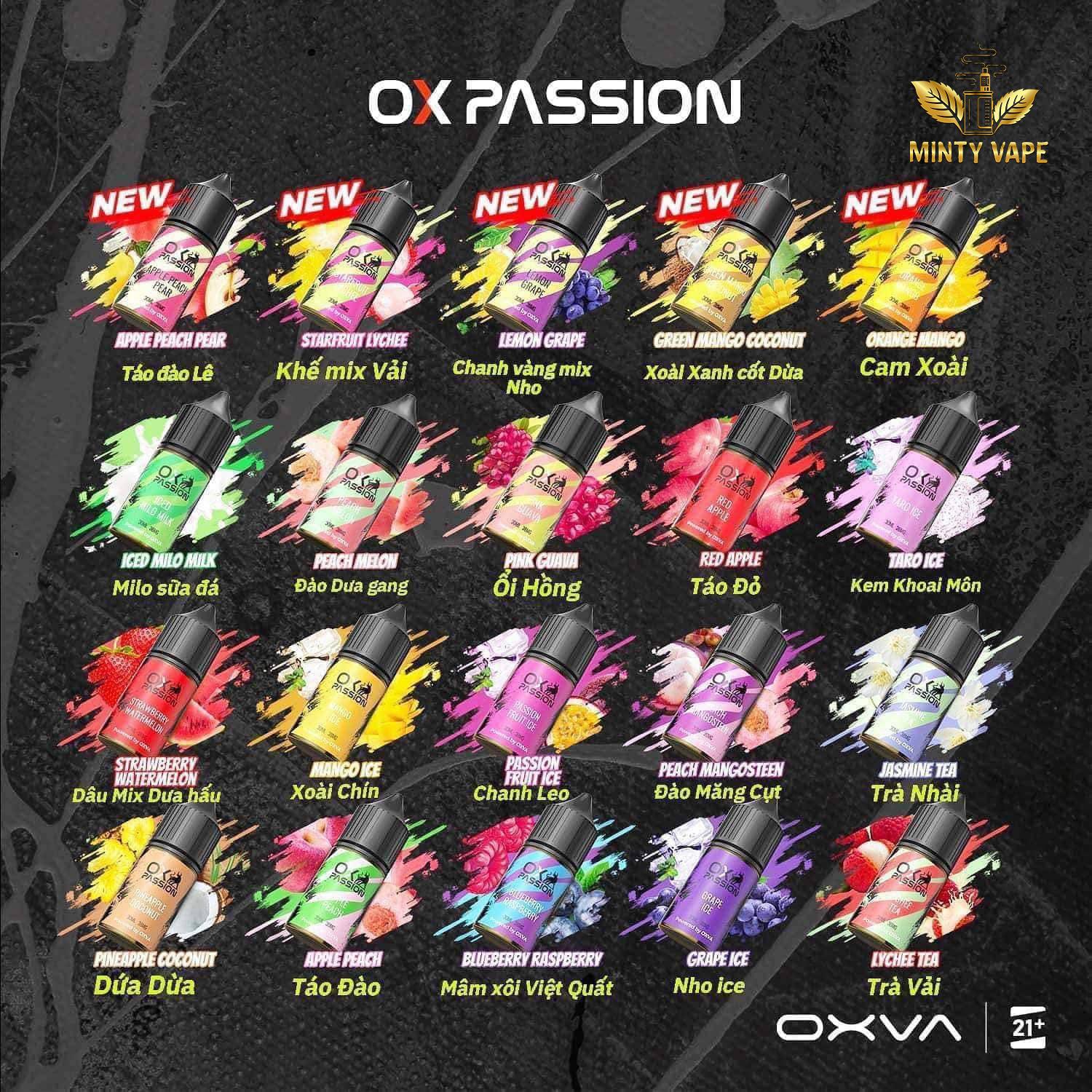 bảng vị TINH DẦU OXVA OX PASSION 30ml 58ni