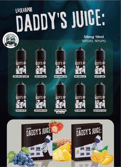 bảng vị tinh dầu daddy 10ml